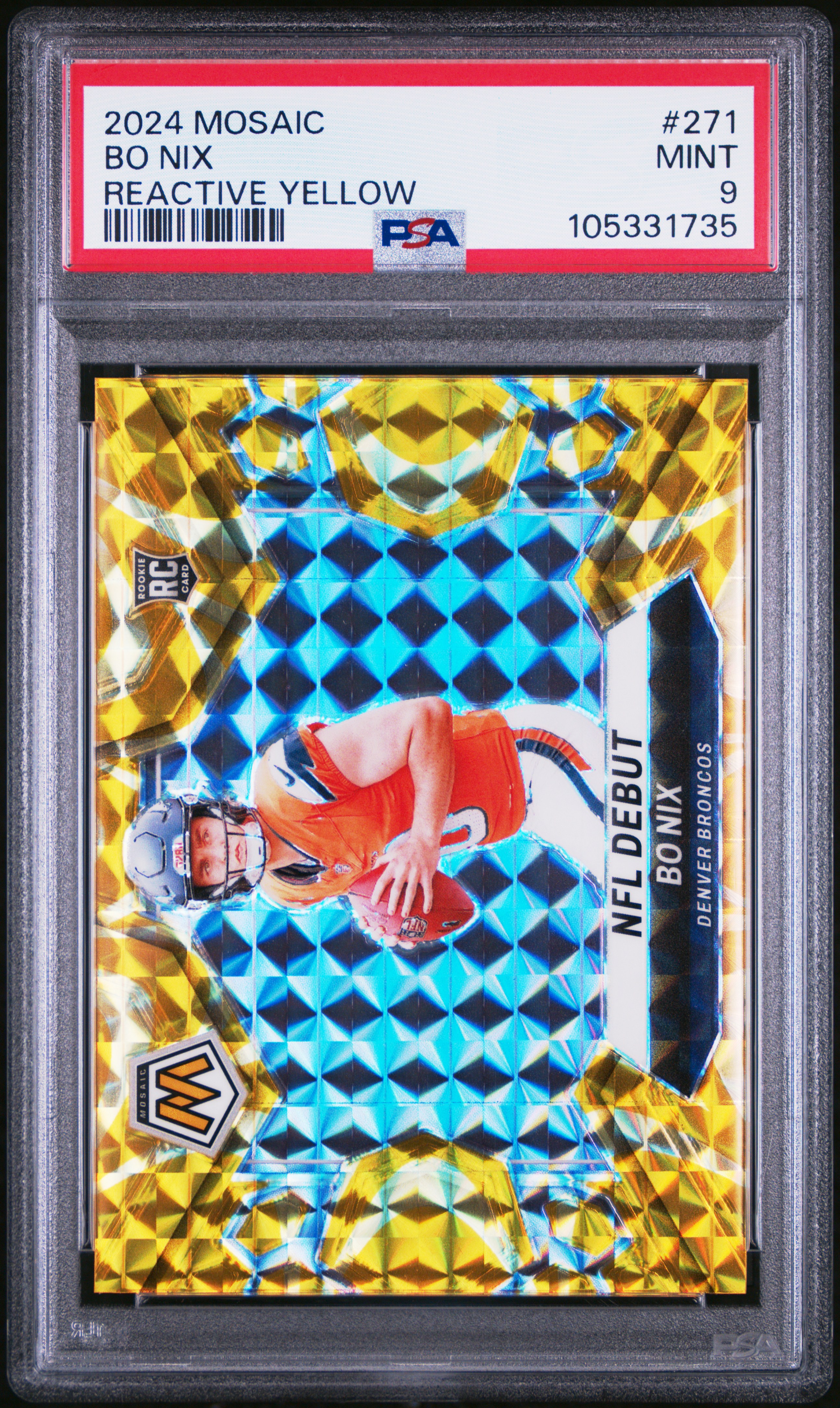 2024 Panini Mosaic Bo Nix #271 (Reactive Yellow) Mint 9 front