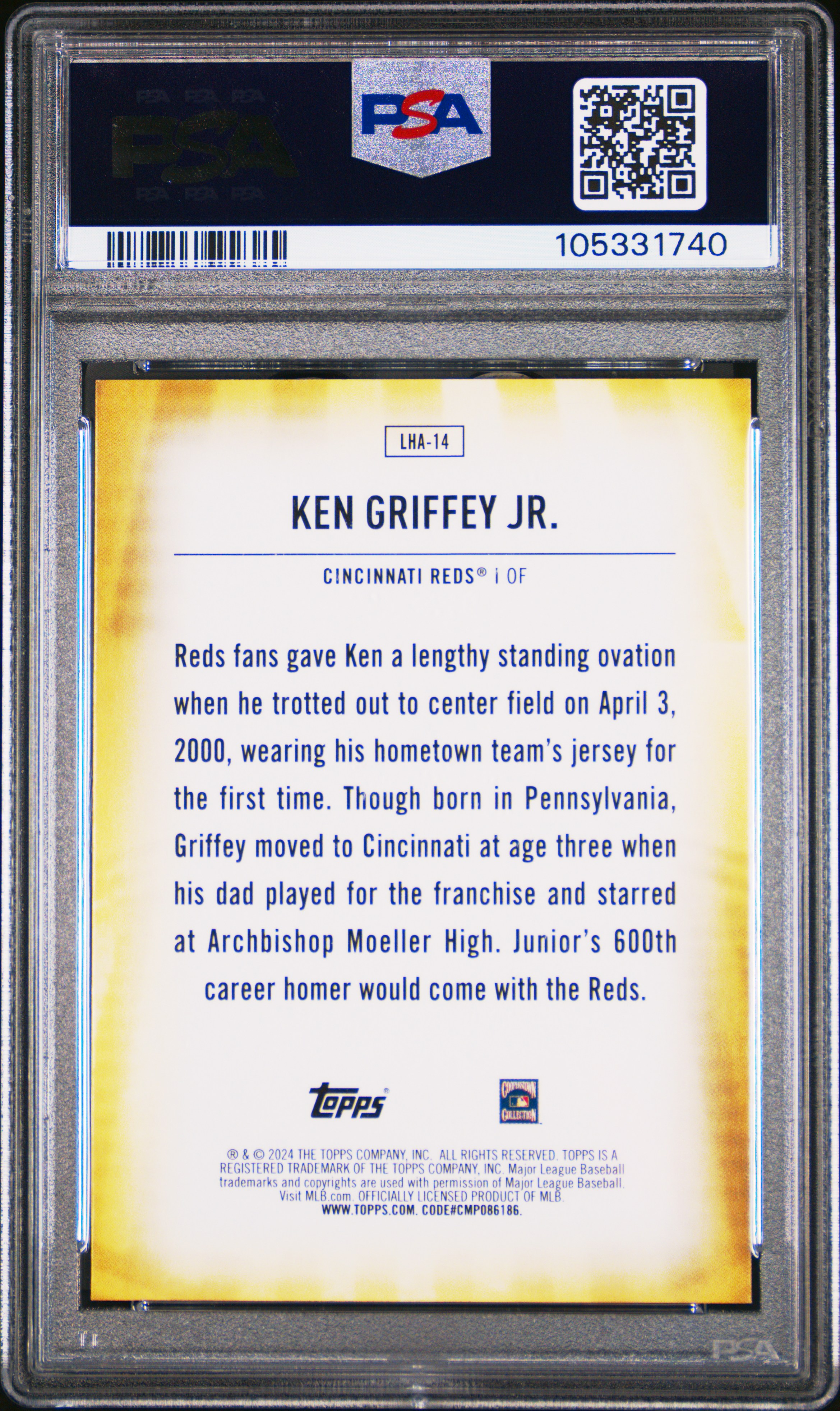 2024 Topps Legendary Home Field Advantage Ken Griffey Jr. #Lha14 (Legend Home Field Advantage) Gem Mt 10 back