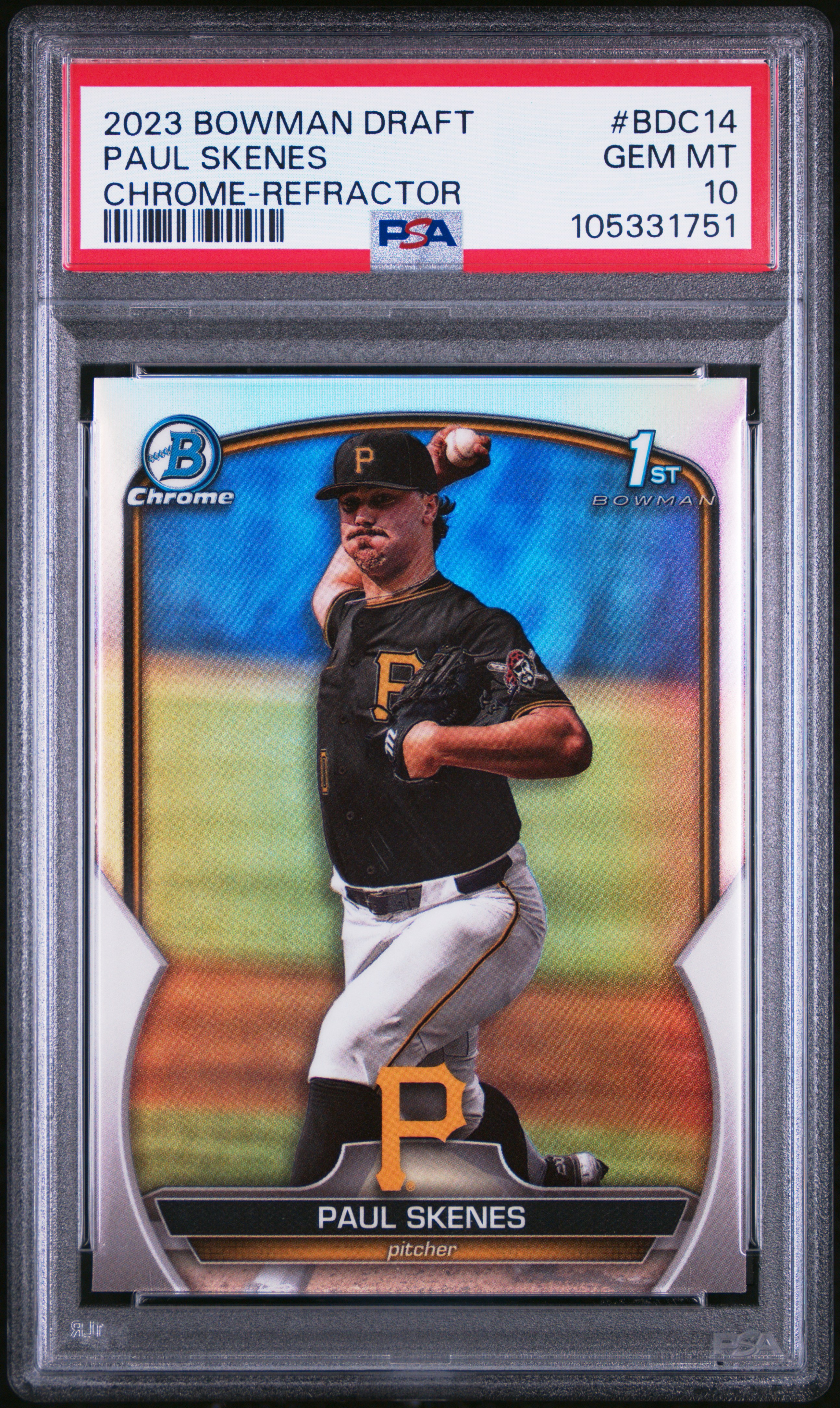 2023 Bowman Draft Paul Skenes #Bdc14 (Chrome-Refractor) Gem Mt 10 front