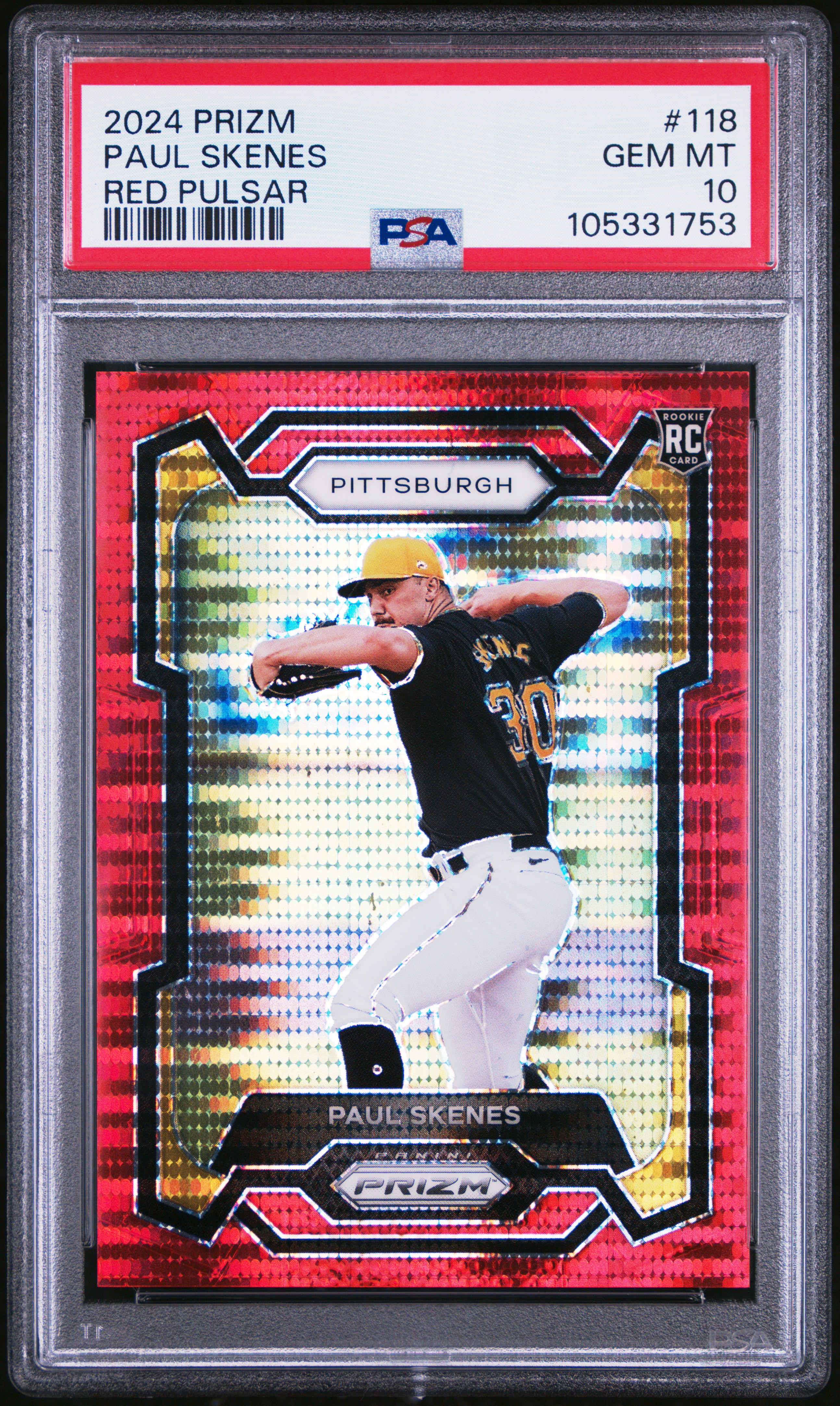 2024 Panini Prizm Paul Skenes #118 (Red Pulsar) Gem Mt 10 front