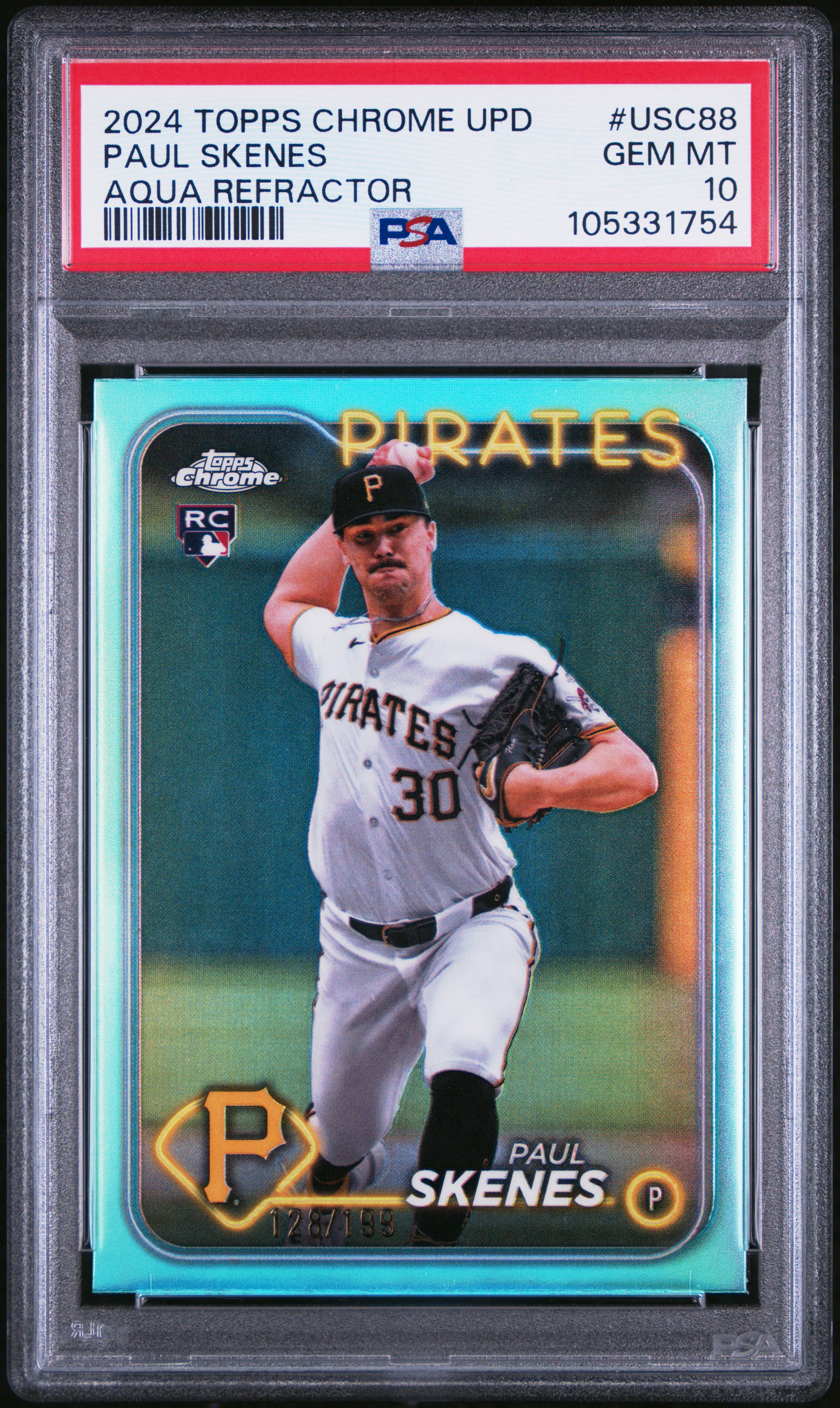 2024 Topps Chrome Update Paul Skenes #Usc88 (Aqua Refractor) Gem Mt 10 front