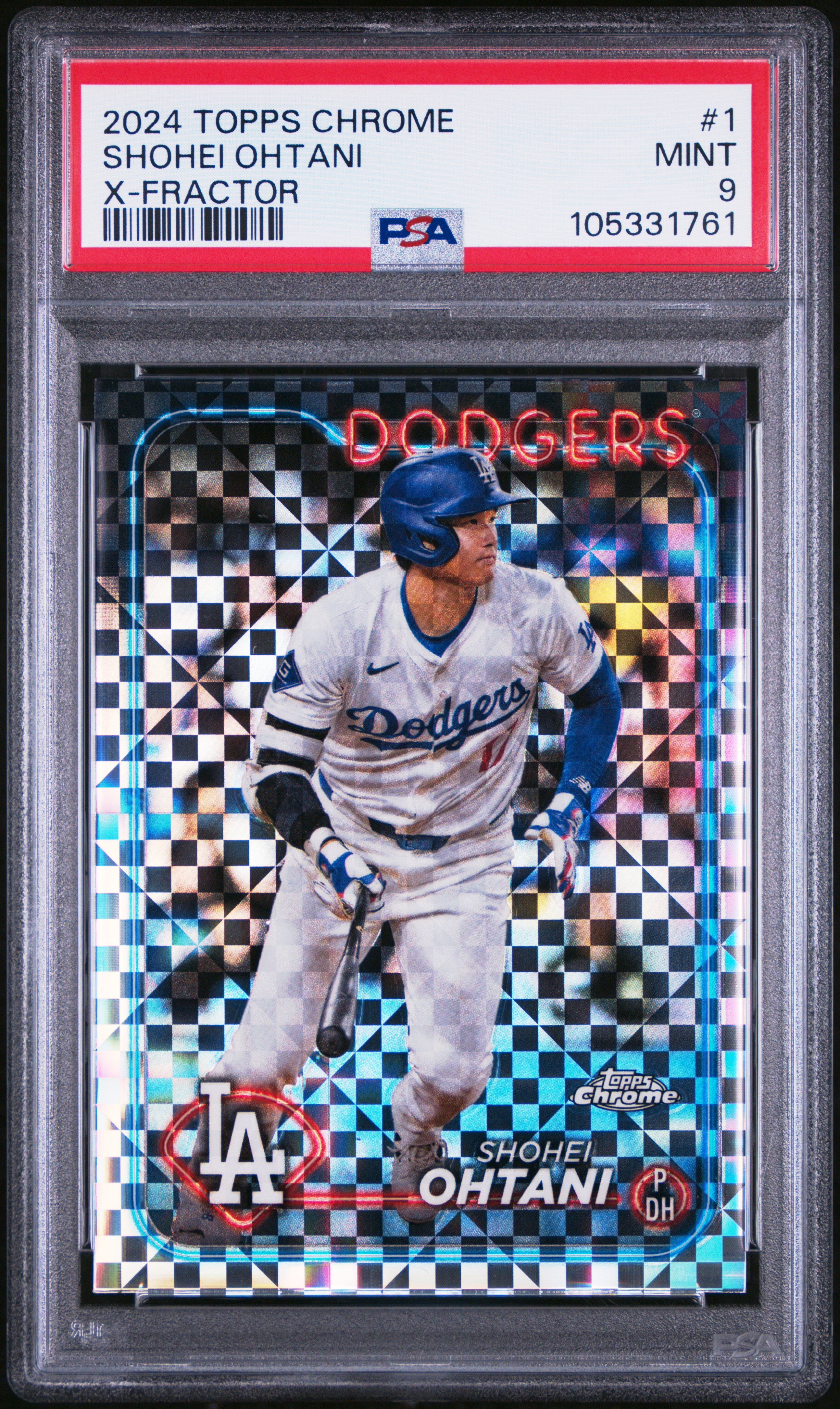 2024 Topps Chrome Shohei Ohtani #1 (X-Fractor) Mint 9 front