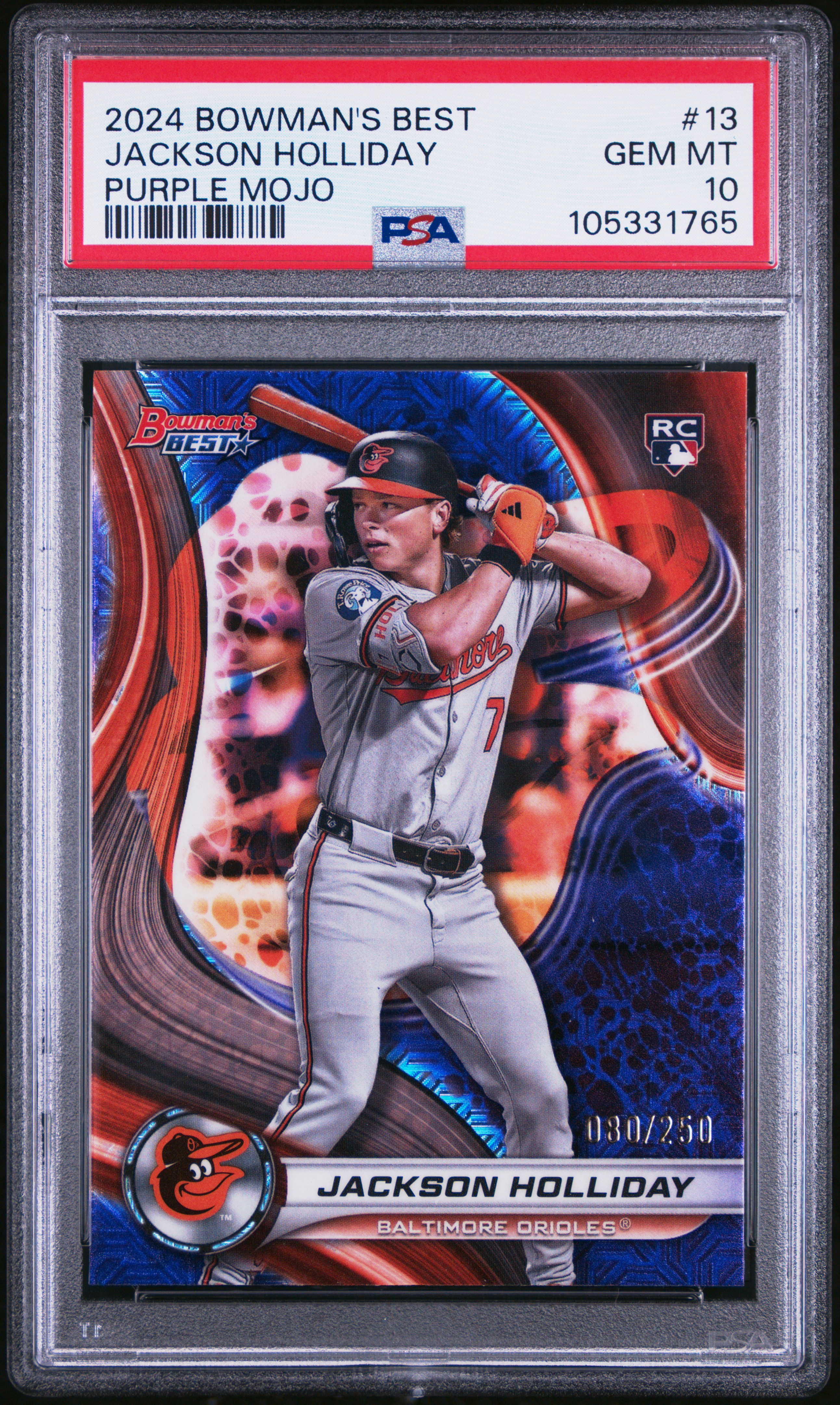 2024 Bowman's Best Jackson Holliday #13 (Purple Mojo) Gem Mt 10 front