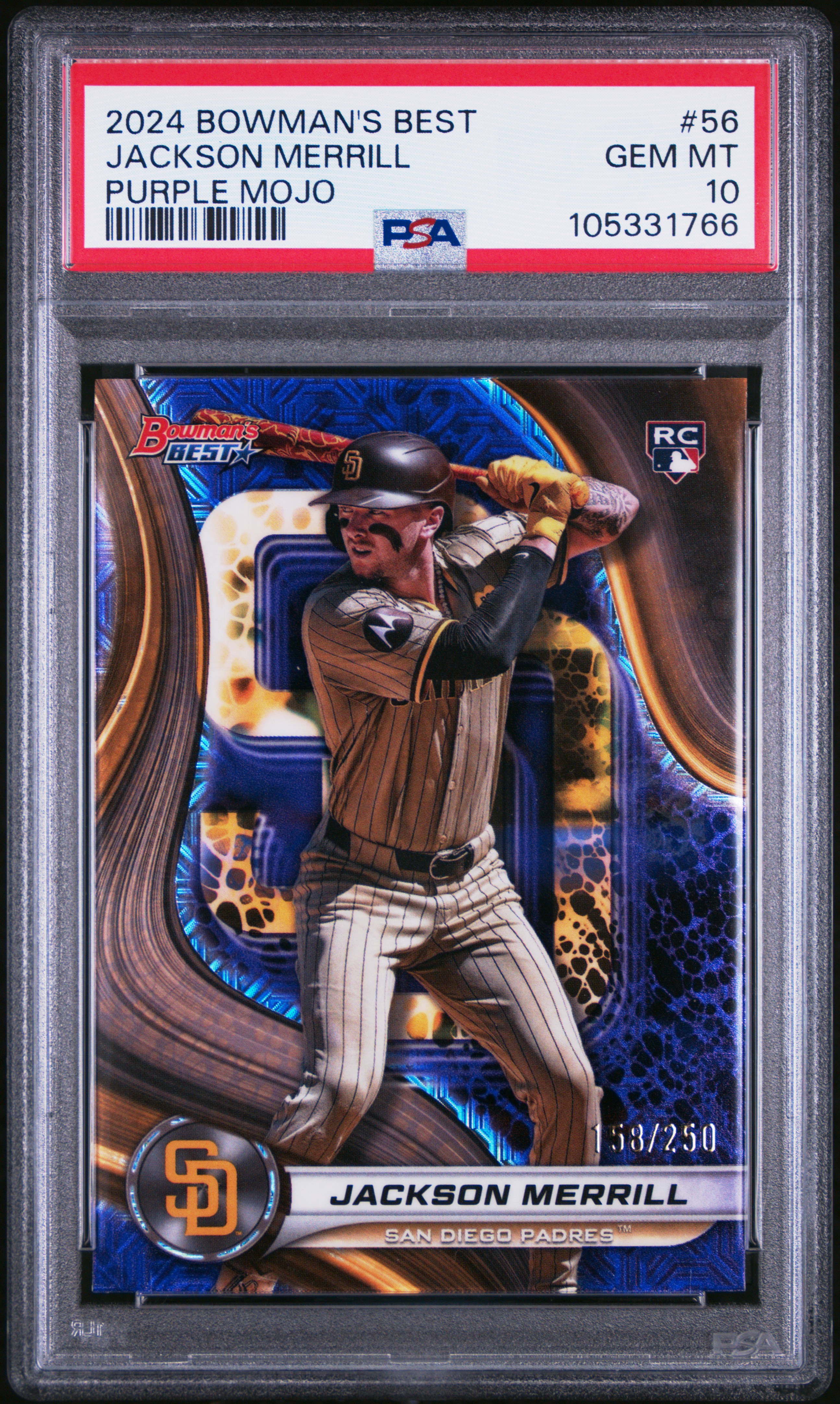 2024 Bowman's Best Jackson Merrill #56 (Purple Mojo) Gem Mt 10 front