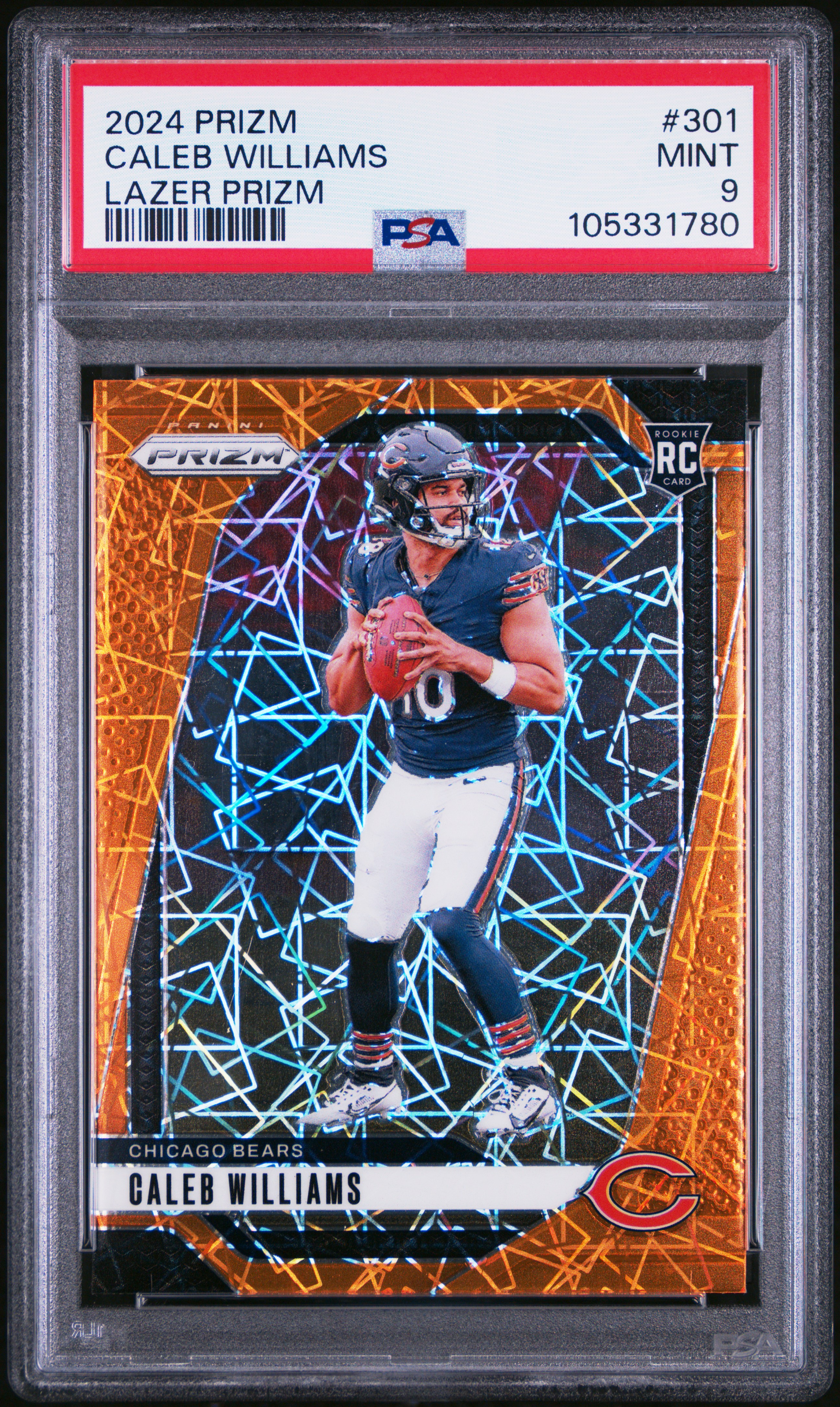 2024 Panini Prizm Caleb Williams #301 (Lazer Prizm) Mint 9 front