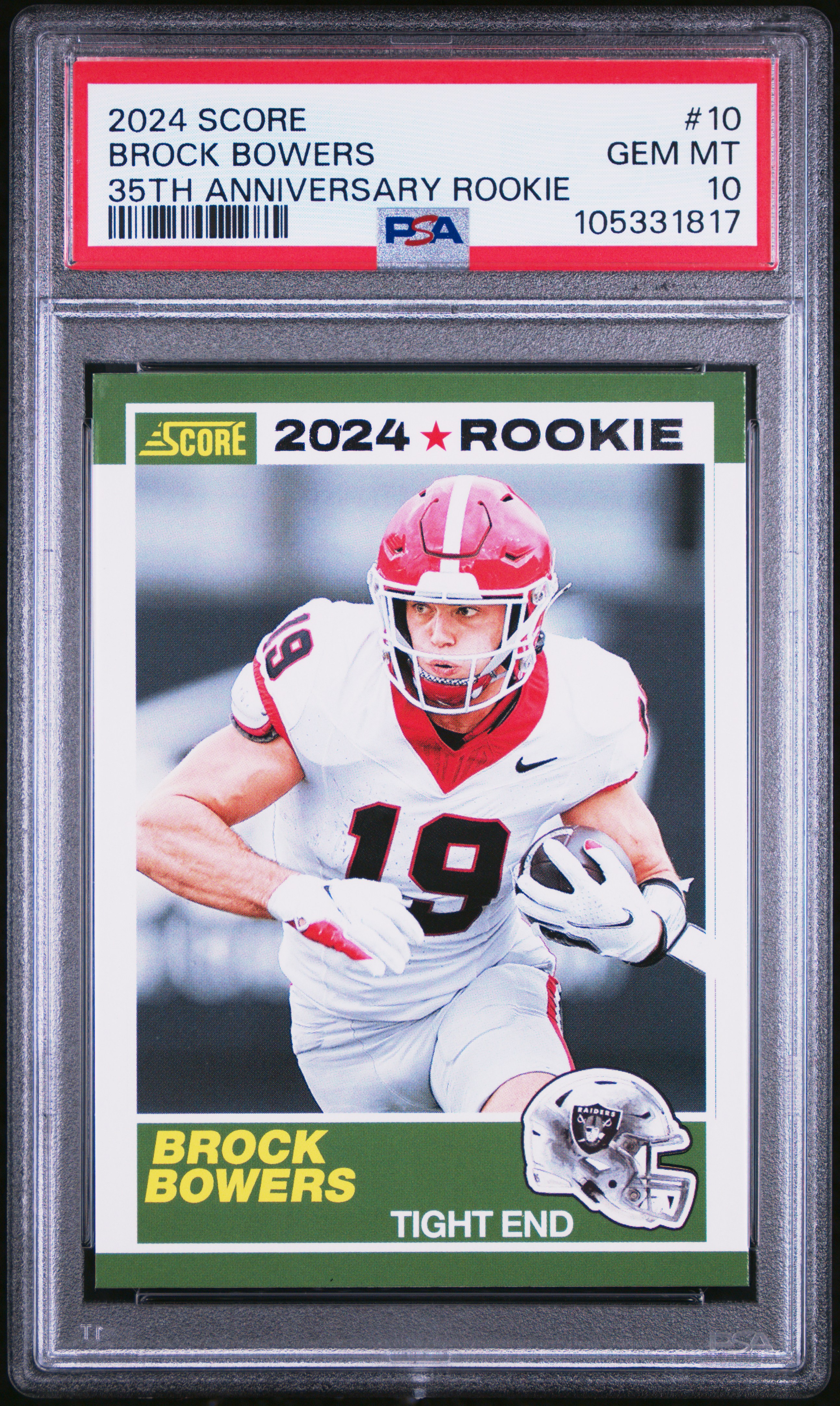 2024 Panini Score 35Th Anniversary Rookie Brock Bowers #10 Gem Mt 10 front