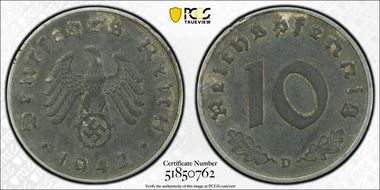 1942-D 10 Pfg J-371 XF45