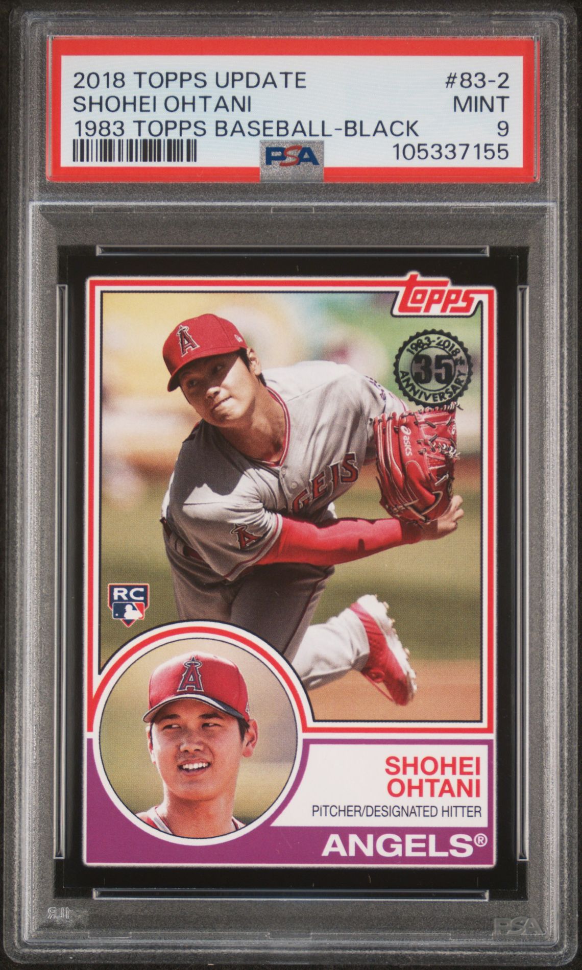 2018 Topps TOPPS UPDATE 1983 TOPPS BASEBALL BLACK #83-2 Shohei Ohtani front