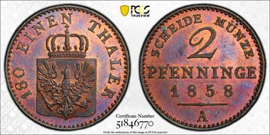 1858-A 2 Pfg PR64RB