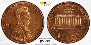 1998-D 1C MS67RD PL