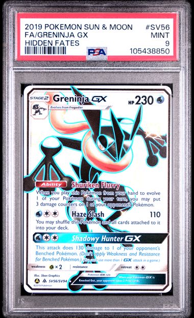 2019 Pokemon Sun & Moon Hidden Fates Fa/Greninja Gx #Sv56 (Hidden Fates) Mint 9 front