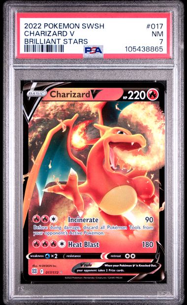 2022 Pokemon Sword & Shield Brilliant Stars Charizard V #017 (Brilliant Stars) Nm 7 front