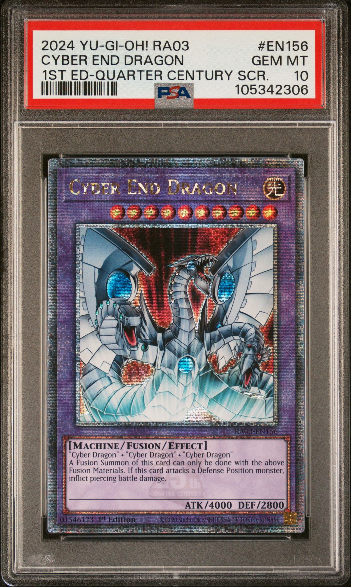 2024 Yu-Gi-Oh! YU-GI-OH! RA03-QUARTER CENTURY BONANZA 1ST ED-QUARTER CENTURY SCR. #EN156 Cyber End Dragon front