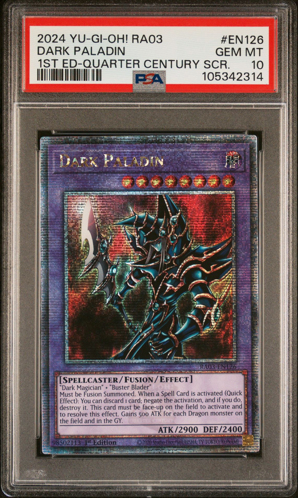 2024 Yu-Gi-Oh! YU-GI-OH! RA03-QUARTER CENTURY BONANZA 1ST ED-QUARTER CENTURY SCR. #EN126 Dark Paladin front