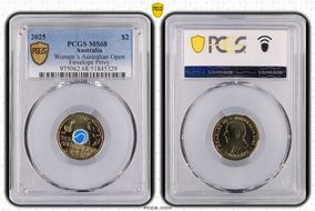 2025 $2 Women’s Australian Open Blue Envelope Privy Colorized MS68