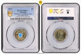 2025 $2 Women’s Australian Open Blue Envelope Privy Colorized MS67