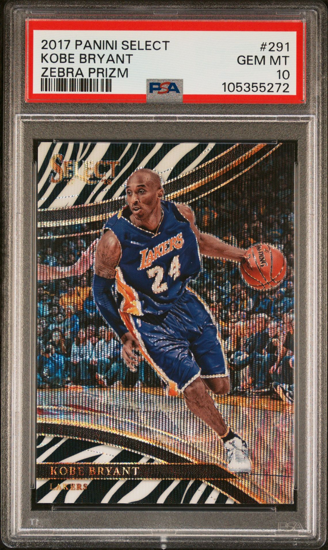 2017 Panini PANINI SELECT ZEBRA PRIZM #291 Kobe Bryant front
