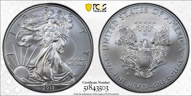 2011-W $1 Burnished Silver Eagle SP70