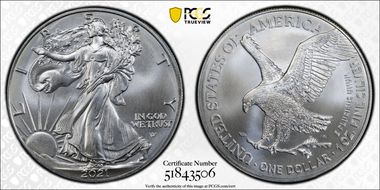 2021 $1 Silver Eagle - Type 2 MS67