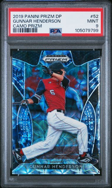 2019 Panini Prizm Draft Picks Gunnar Henderson #52 (Camo Prizm) Mint 9 front