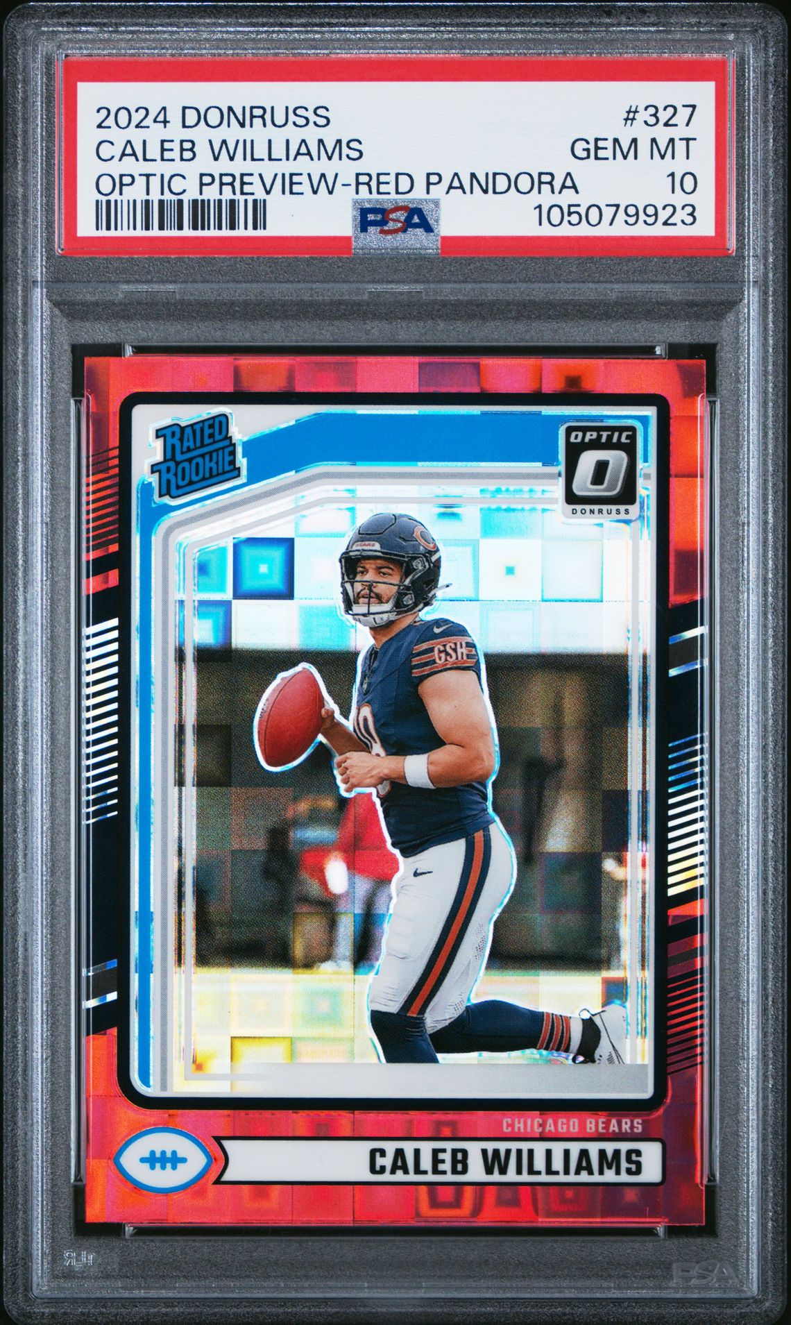 2024 Panini Donruss Caleb Williams #327 (Optic Preview-Red Pandora) Gem Mt 10 front