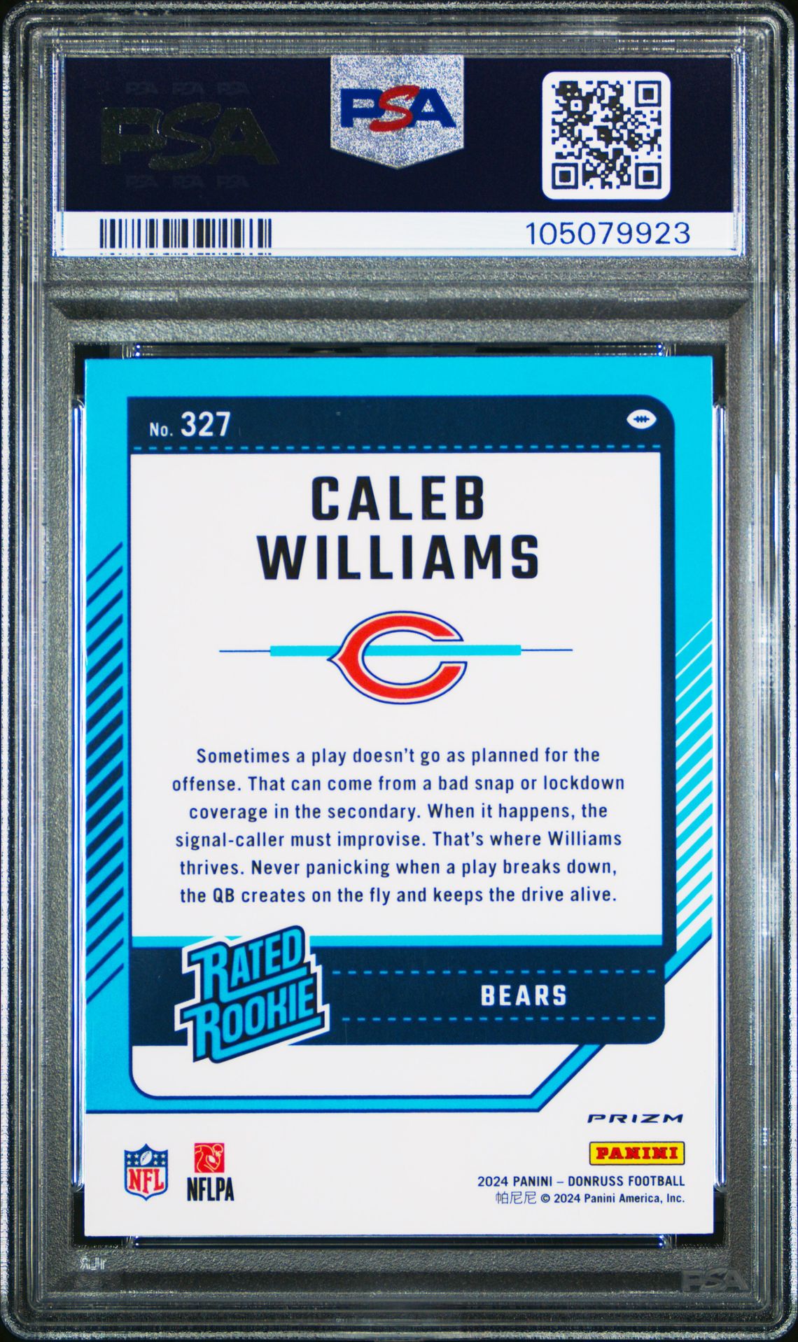 2024 Panini Donruss Caleb Williams #327 (Optic Preview-Red Pandora) Gem Mt 10 back