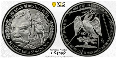2024 Medal Emiliano Zapata 2oz Ag Heroes de la Patria PR70DCAM