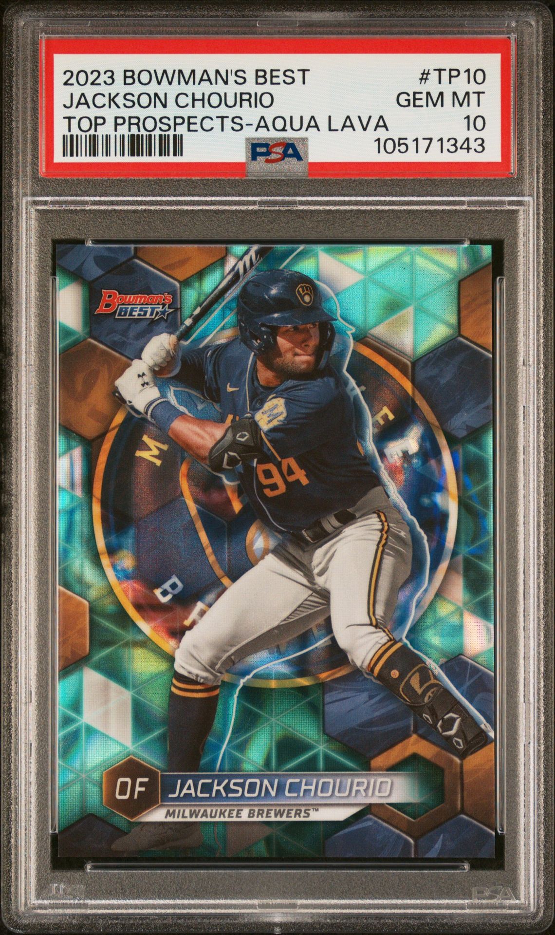 2023 Bowman BOWMAN'S BEST TOP PROSPECTS Aqua #TP10 Jackson Chourio front