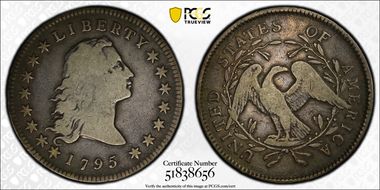 1795 $1 Flowing Hair, 2 Leaves F12