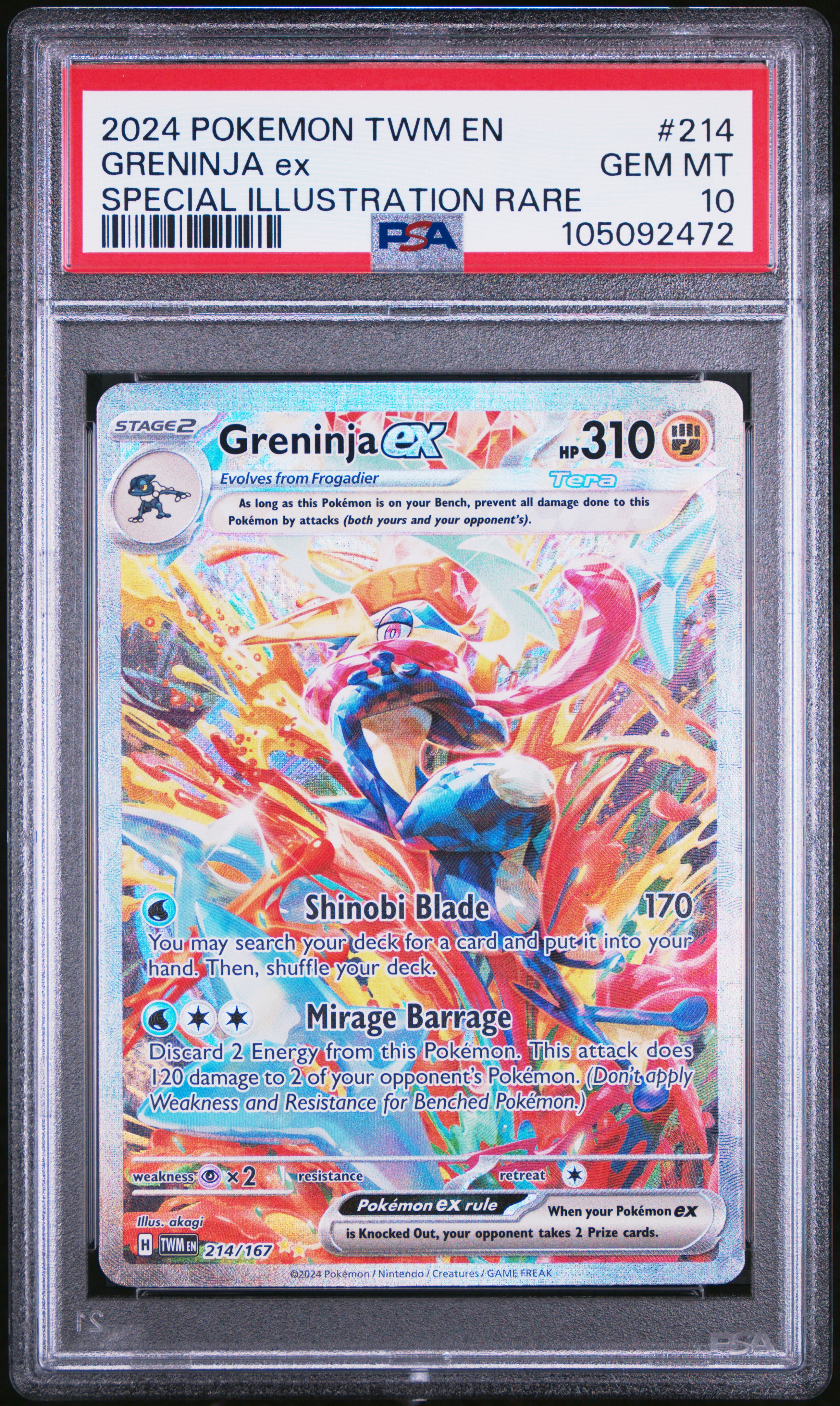 Greninja ex, PSA 10 slab front
