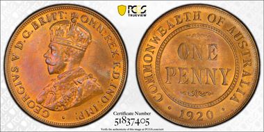 1920 //.  1D Dot below Indian obverse MS65RB