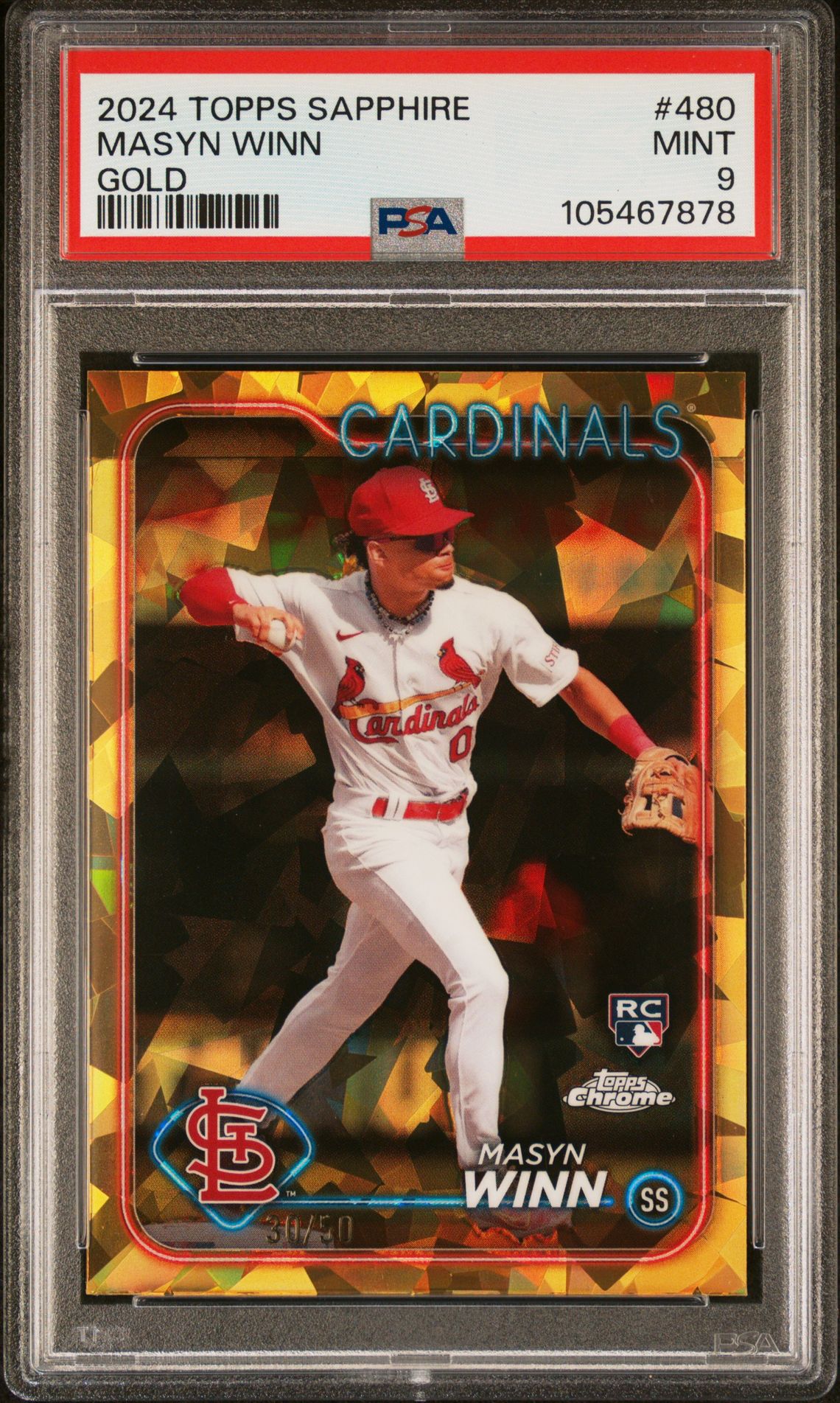 2024 Topps TOPPS CHROME SAPPHIRE GOLD #480 Masyn Winn front