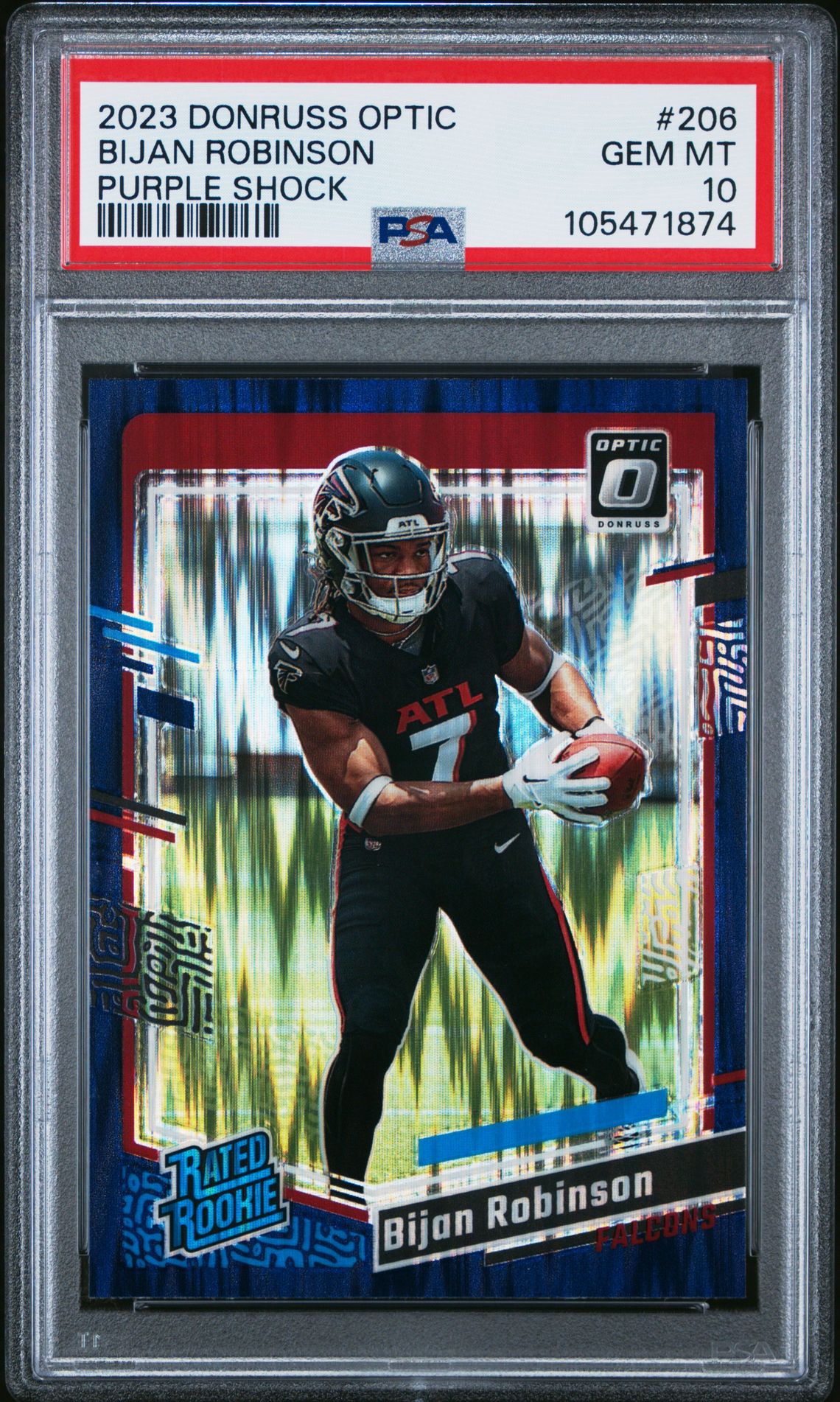 2023 Panini PANINI DONRUSS OPTIC PURPLE SHOCK #206 Bijan Robinson front