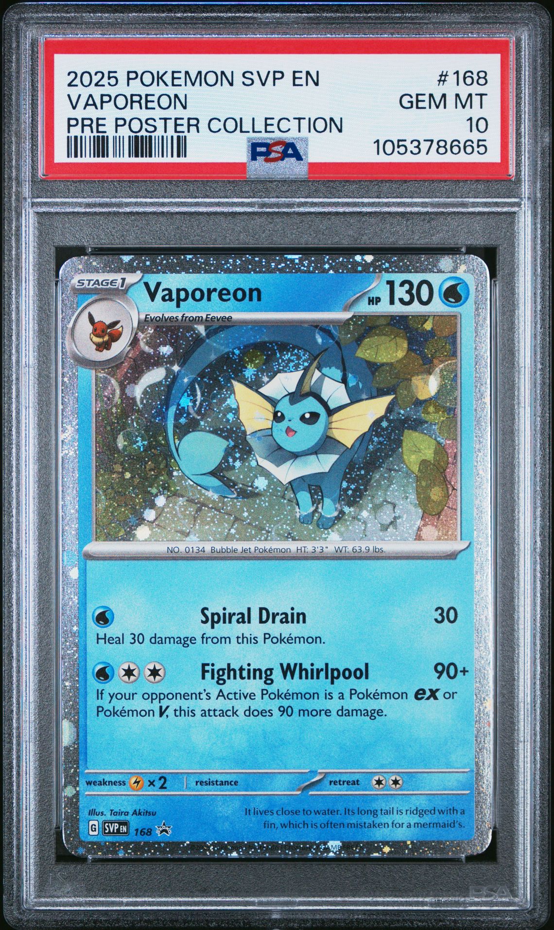 2025 Pokemon POKEMON SVP EN-SV BLACK STAR PROMO Holo #168 Vaporeon front