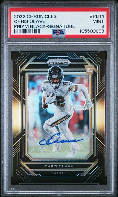 2022 Panini Chronicles Prizm Black Chris Olave #Pb14 (Prizm Black-Signature) Mint 9 front