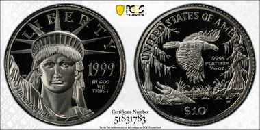 1999-W $10 Statue of Liberty PR70DCAM