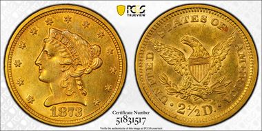 1873 $2.50 Open 3 AU55