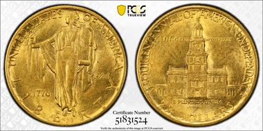 1926 $2.50 Sesquicentennial AU58