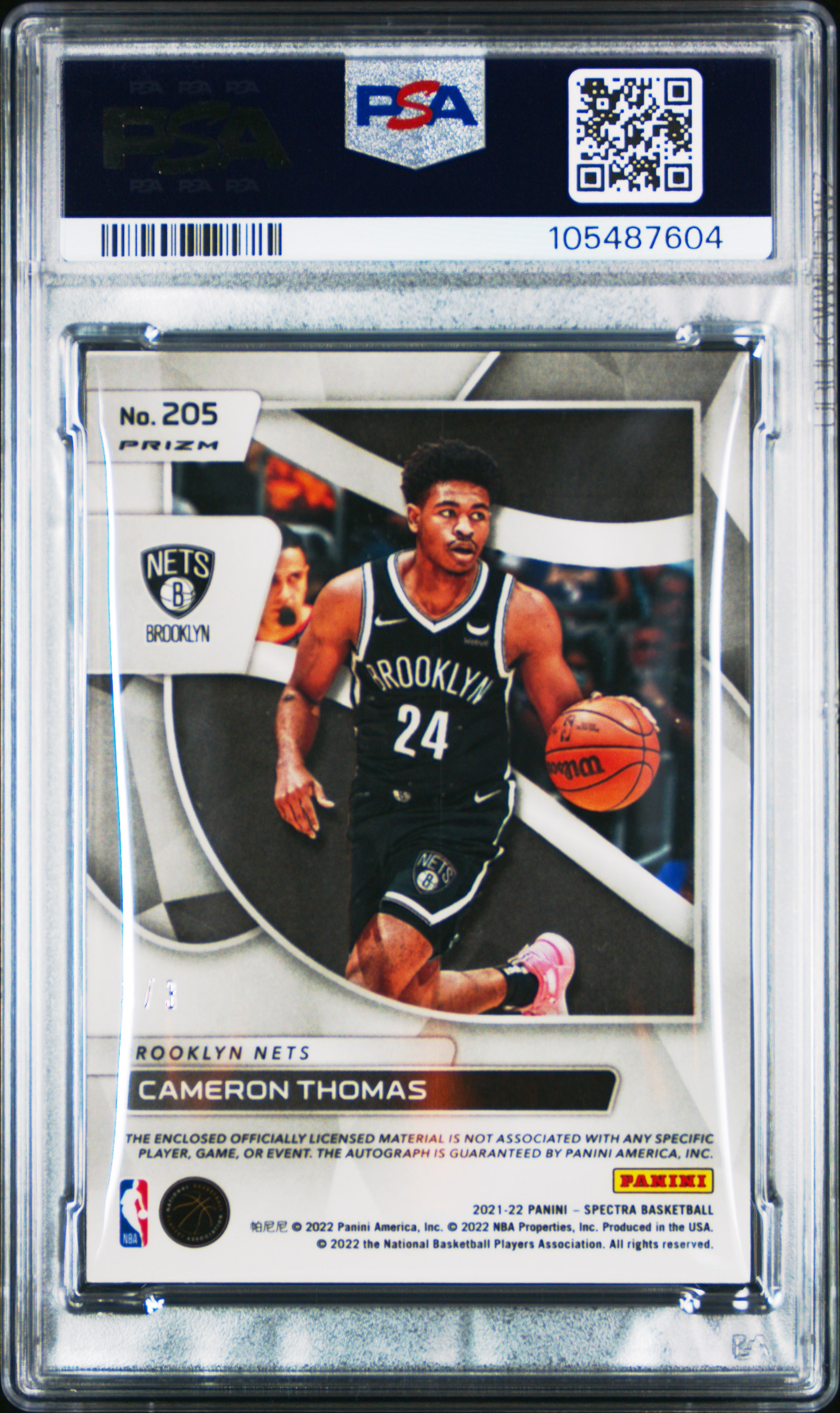 2021 Panini Spectra Cameron Thomas #205 (Jersey Autograph-Asia Gold) Mint 9 back