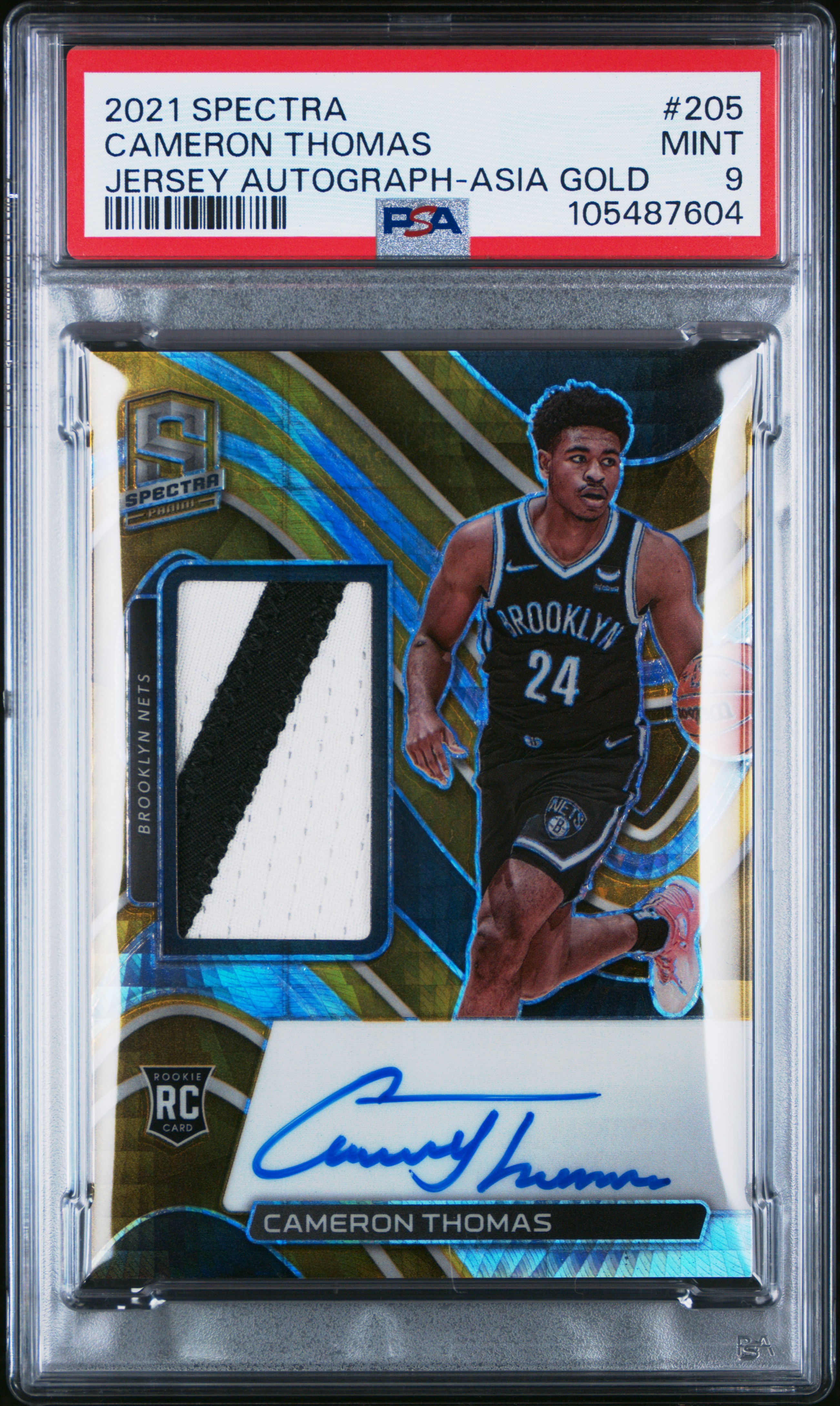 2021 Panini Spectra Cameron Thomas #205 (Jersey Autograph-Asia Gold) Mint 9 front