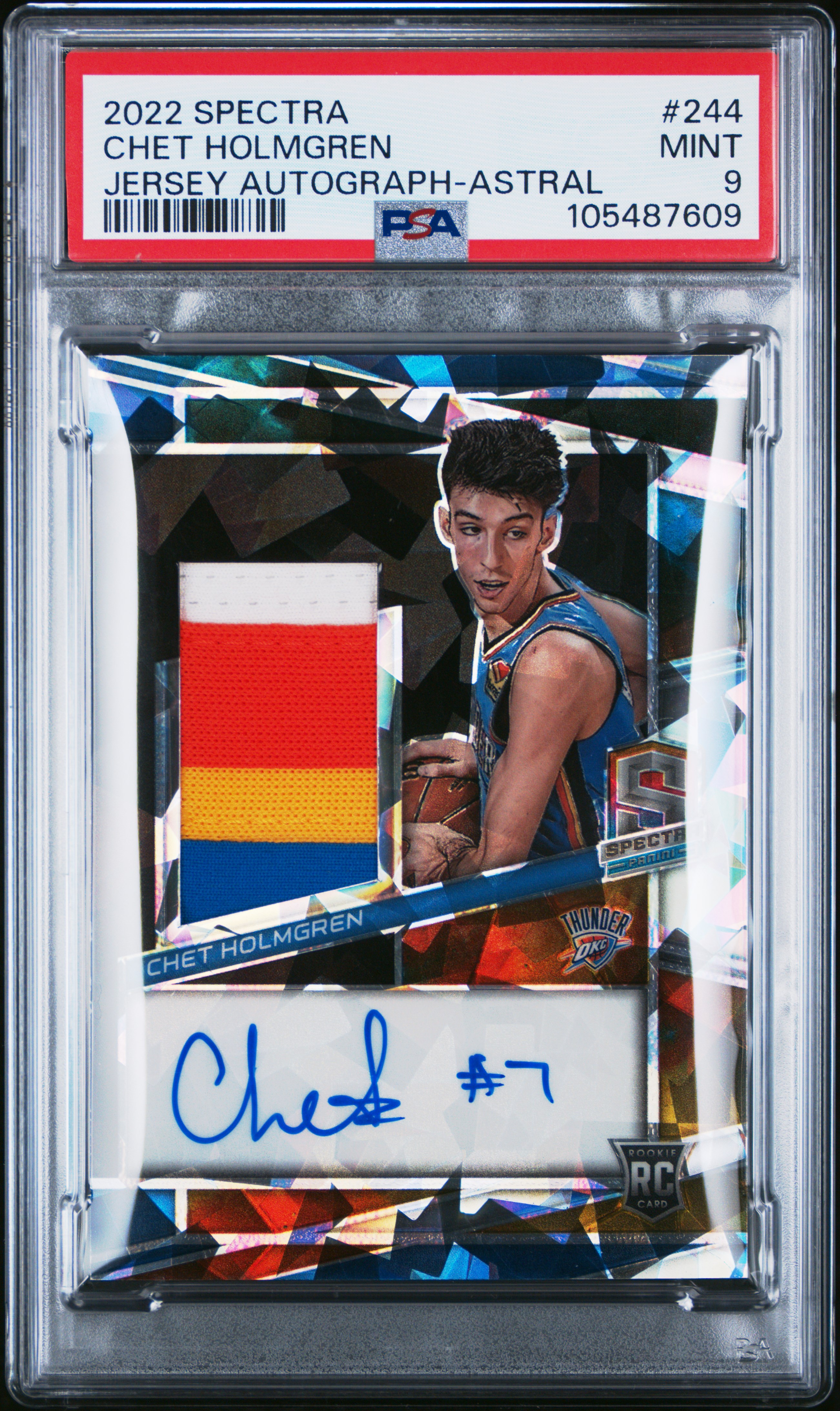 2022 Panini Spectra Chet Holmgren #244 (Jersey Autograph-Astral) Mint 9 front