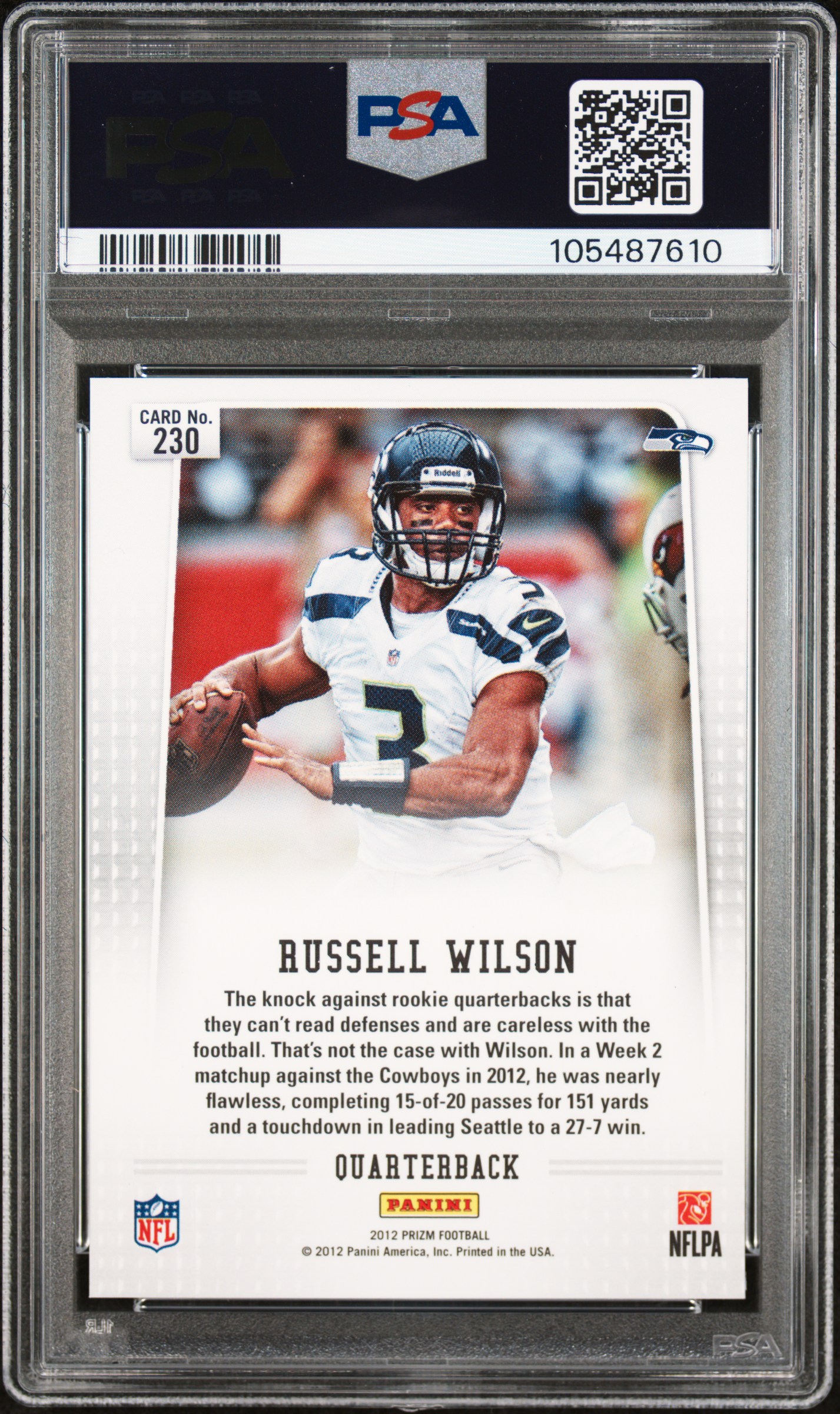 2012 Panini Prizm Russell Wilson #230 (Variation) Mint 9 back
