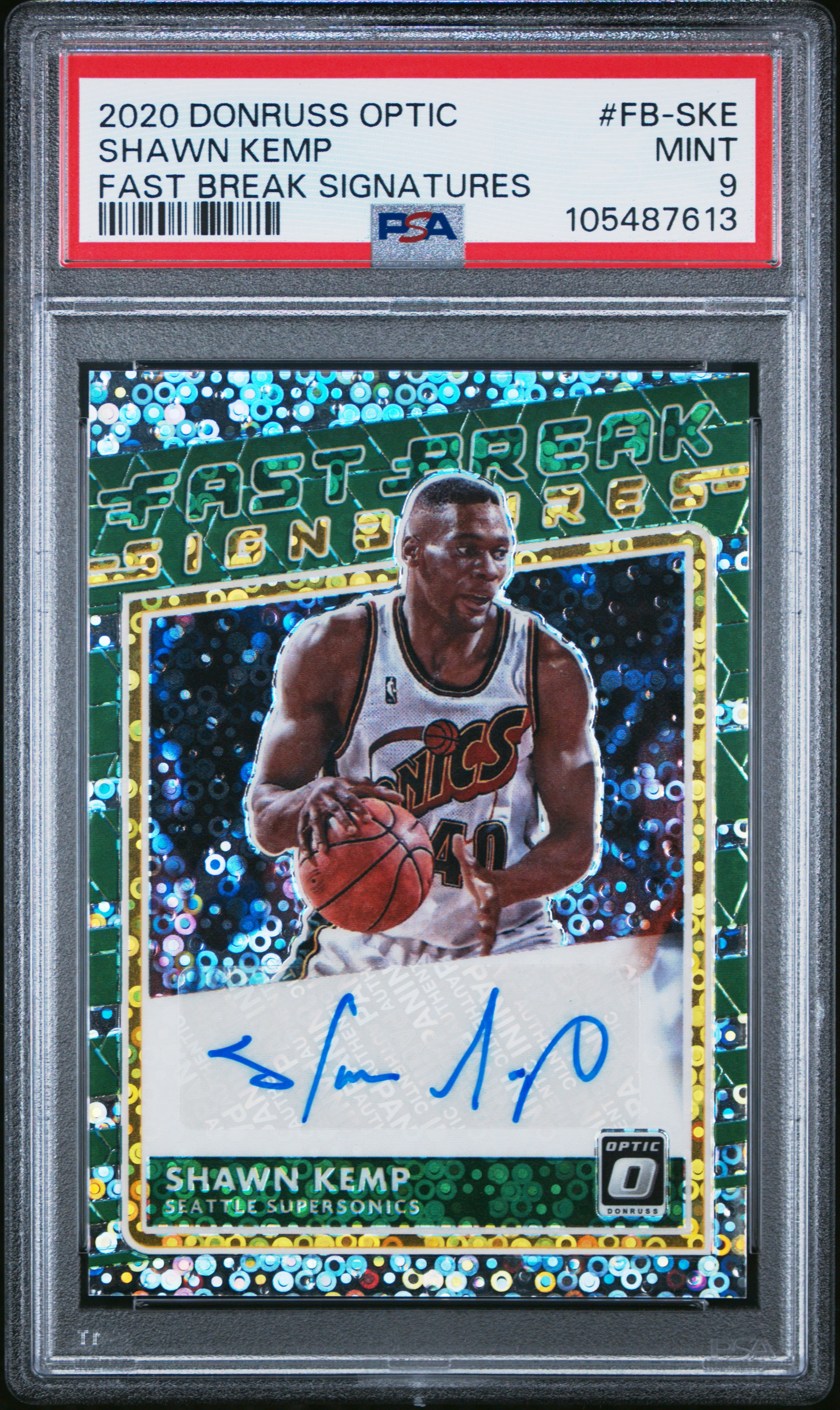 2020 Panini Donruss Optic Fast Break Signatures Shawn Kemp #Fb-Ske (Fast Break Signatures) Mint 9 front