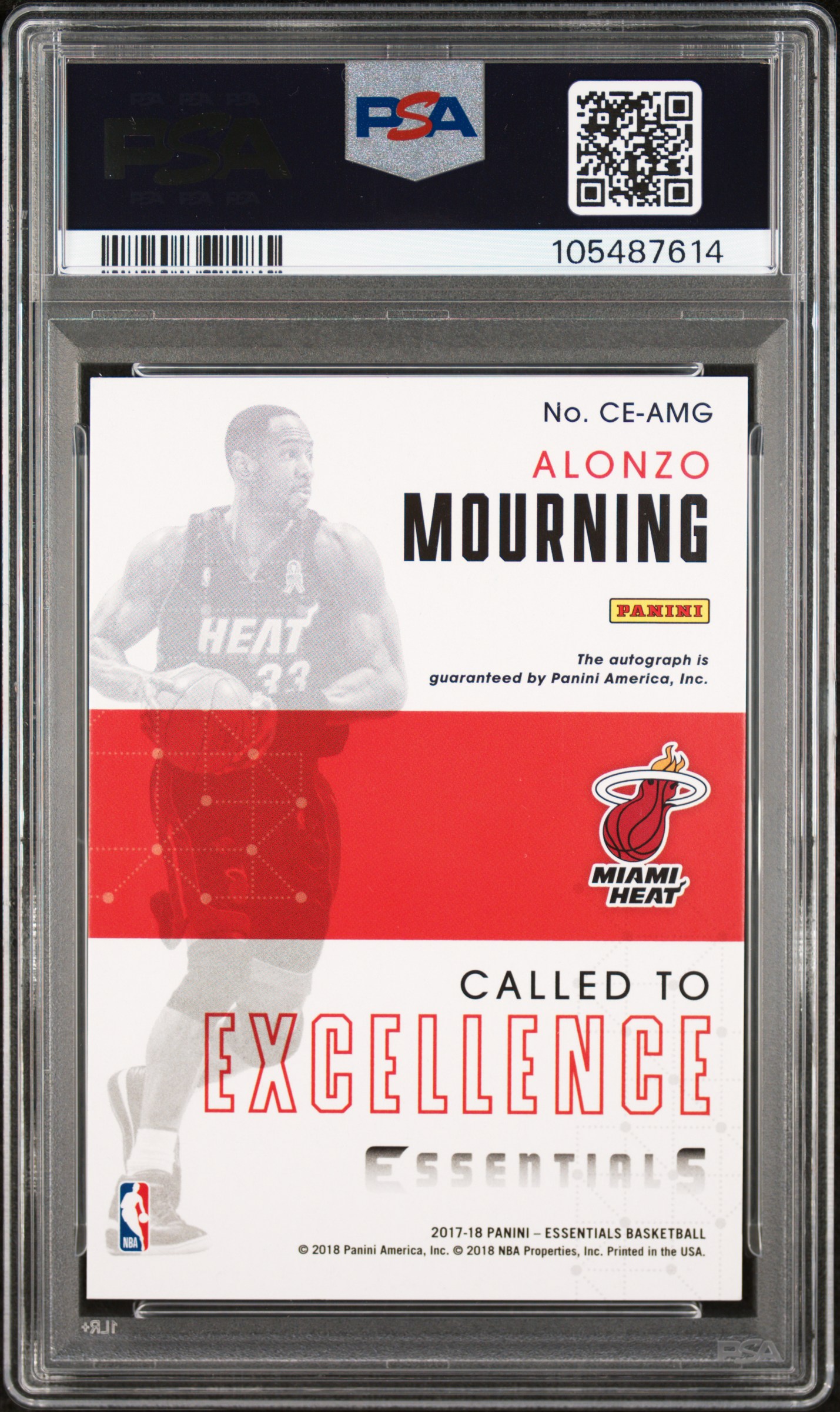 2017 Panini Essentials Called To Excellence Autographs Alonzo Mourning #Amg (Call/Excell.auto-Platinum) Mint 9 back