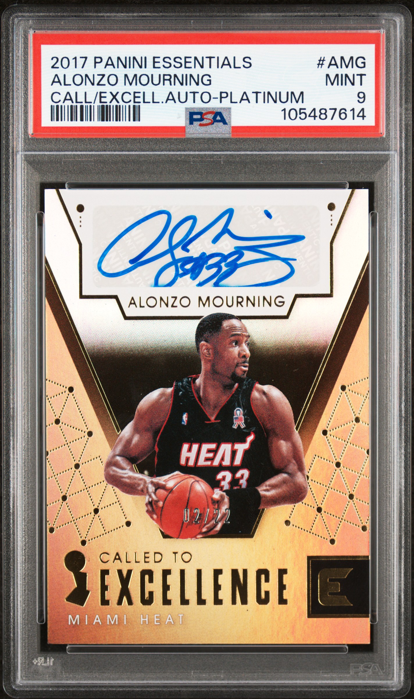 2017 Panini Essentials Called To Excellence Autographs Alonzo Mourning #Amg (Call/Excell.auto-Platinum) Mint 9 front
