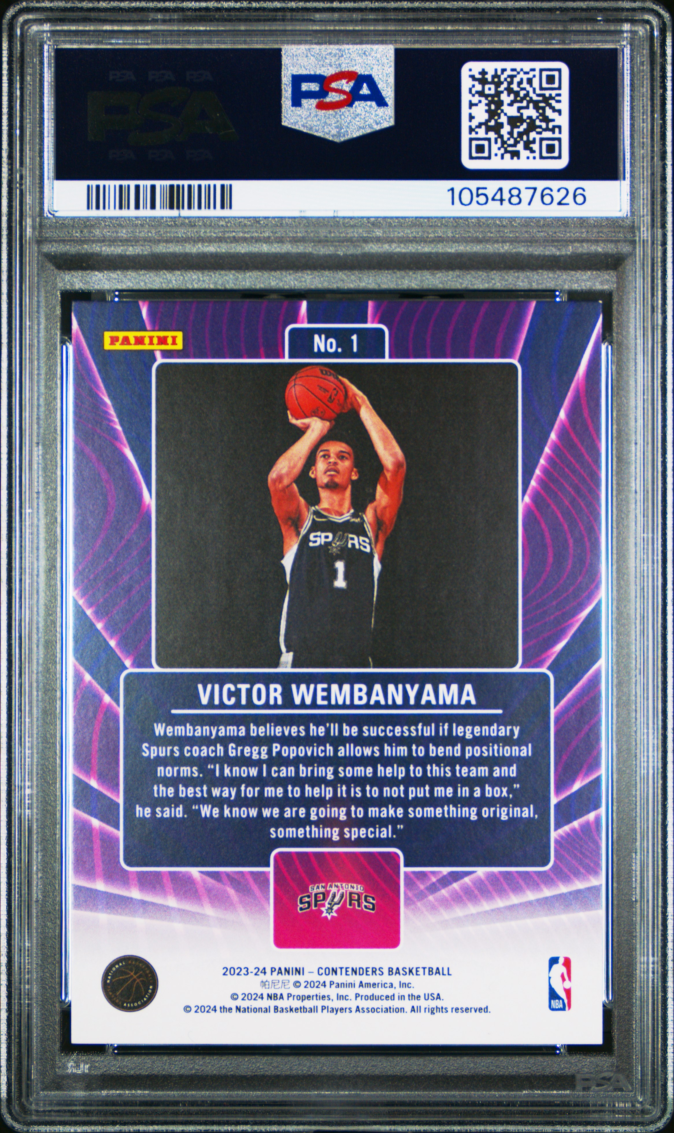 2023 Panini Contenders Lottery Tickets Victor Wembanyama #1 Mint 9 back