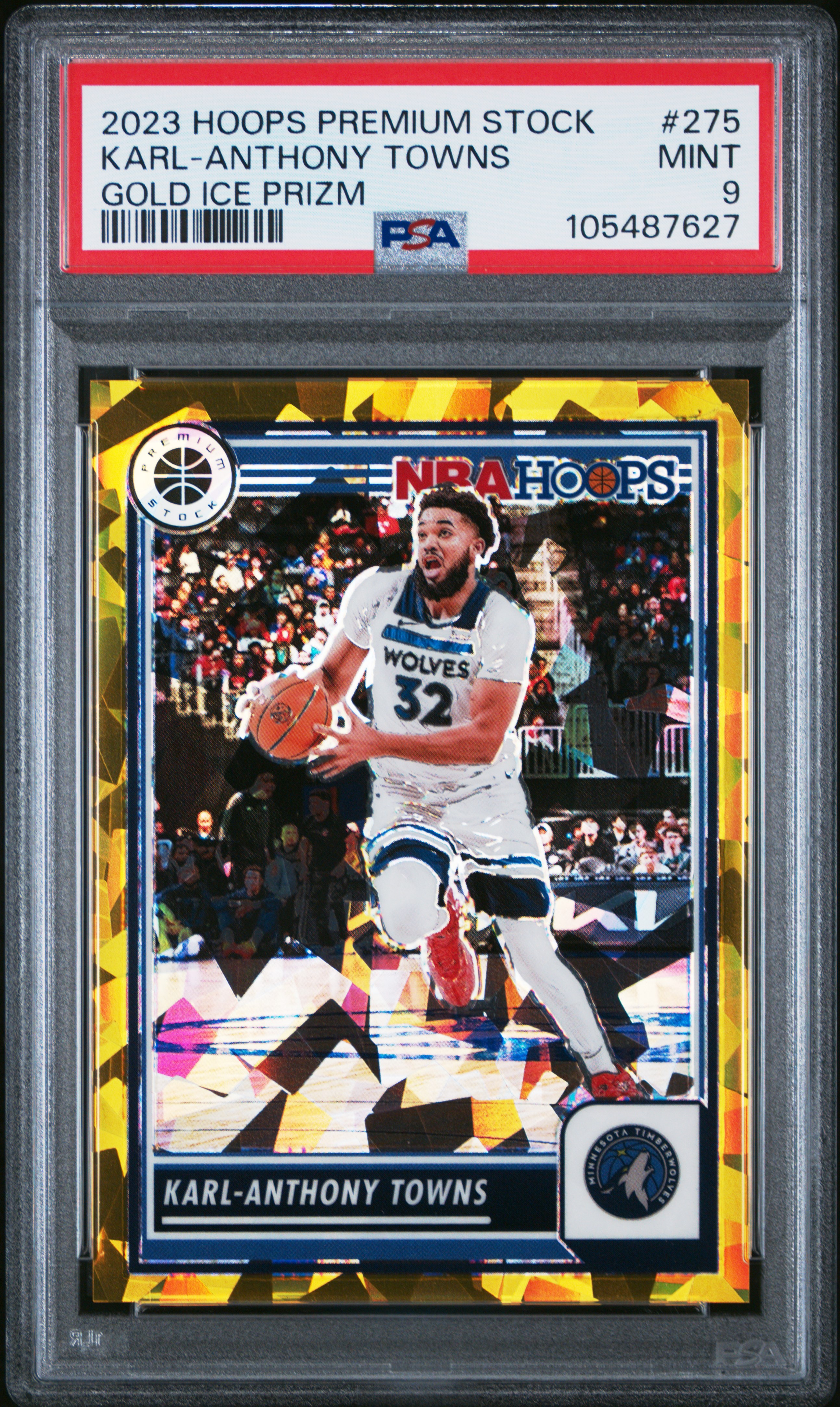 2023 Panini Hoops Premium Stock Karl-Anthony Towns #275 (Gold Ice Prizm) Mint 9 front