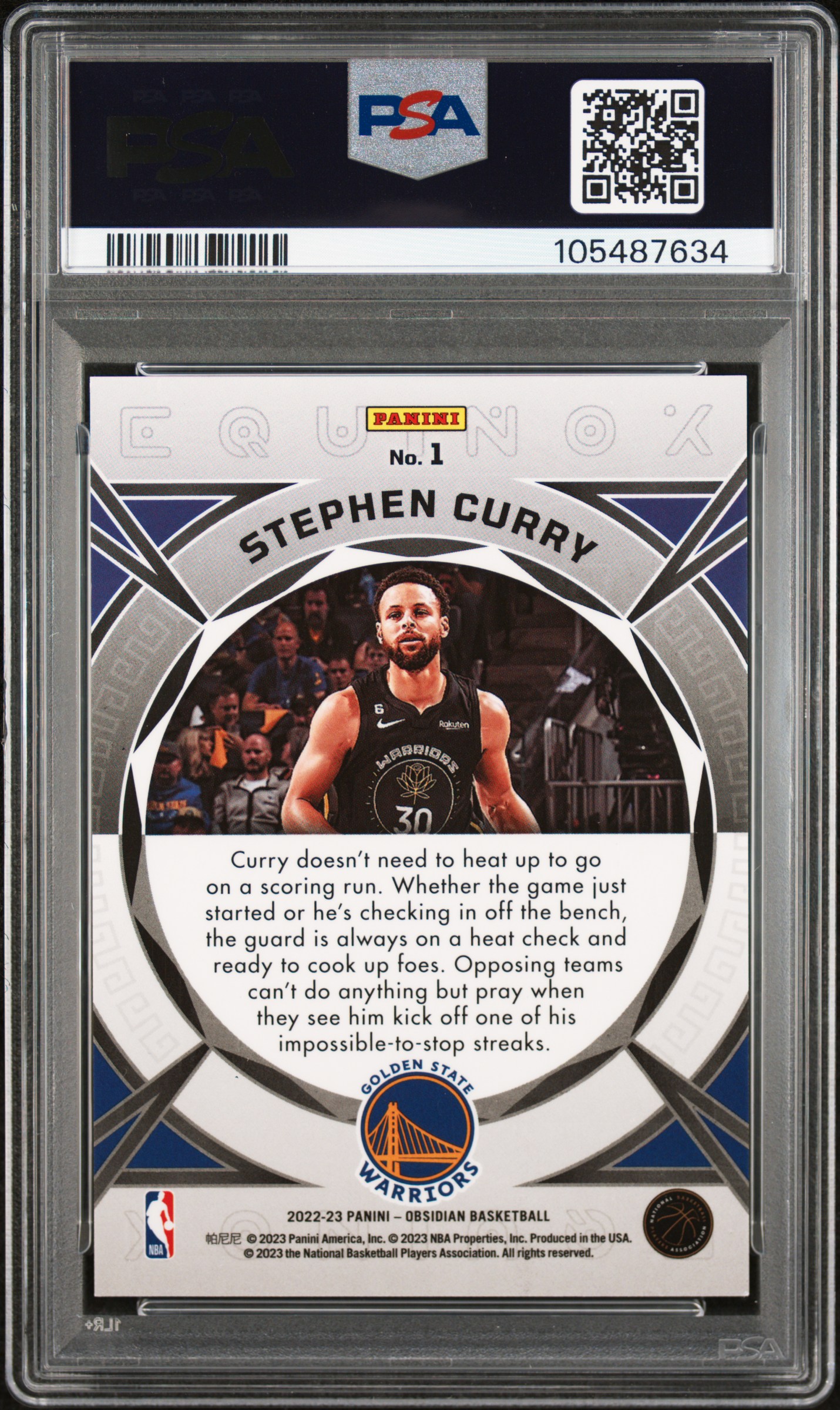 2022 Panini Obsidian Equinox Stephen Curry #1 (Equinox-Ee Red Flood) Mint 9 back