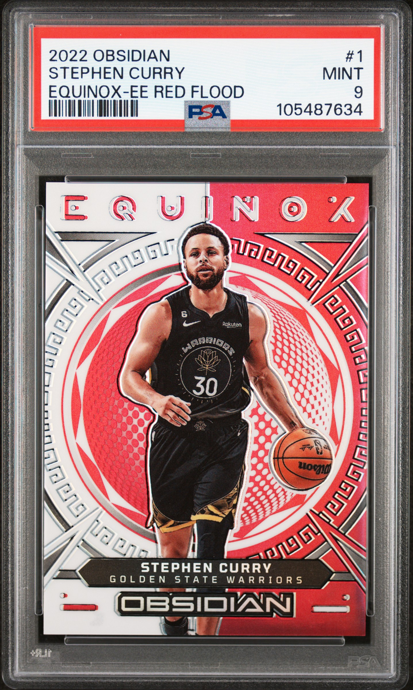 2022 Panini Obsidian Equinox Stephen Curry #1 (Equinox-Ee Red Flood) Mint 9 front