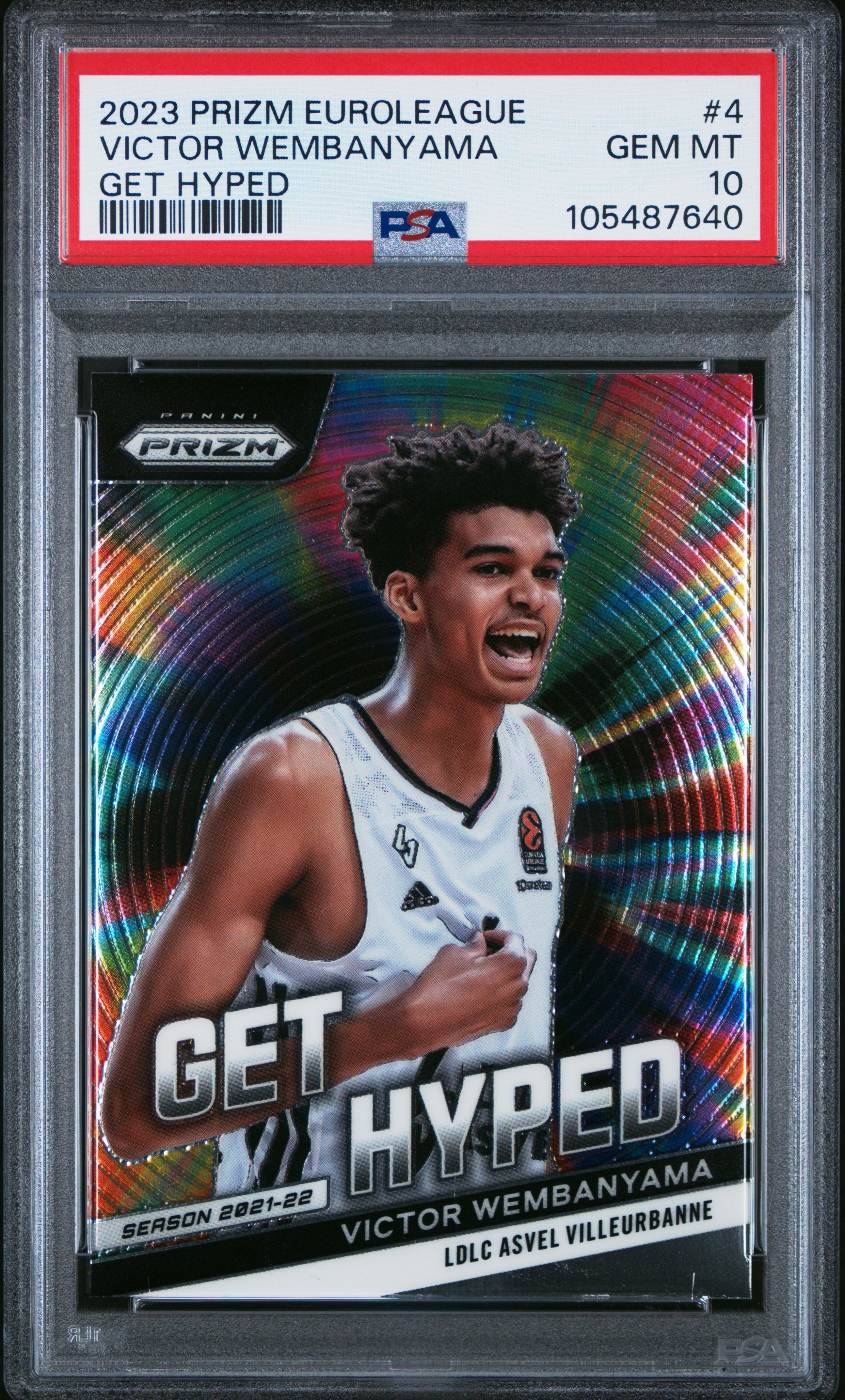 2023 Panini Prizm Turkish Airlines Euroleague Get Hyped Victor Wembanyama #4 Gem Mt 10 front